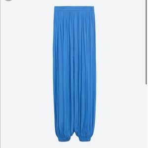ZARA Blue Satin Loose Pant